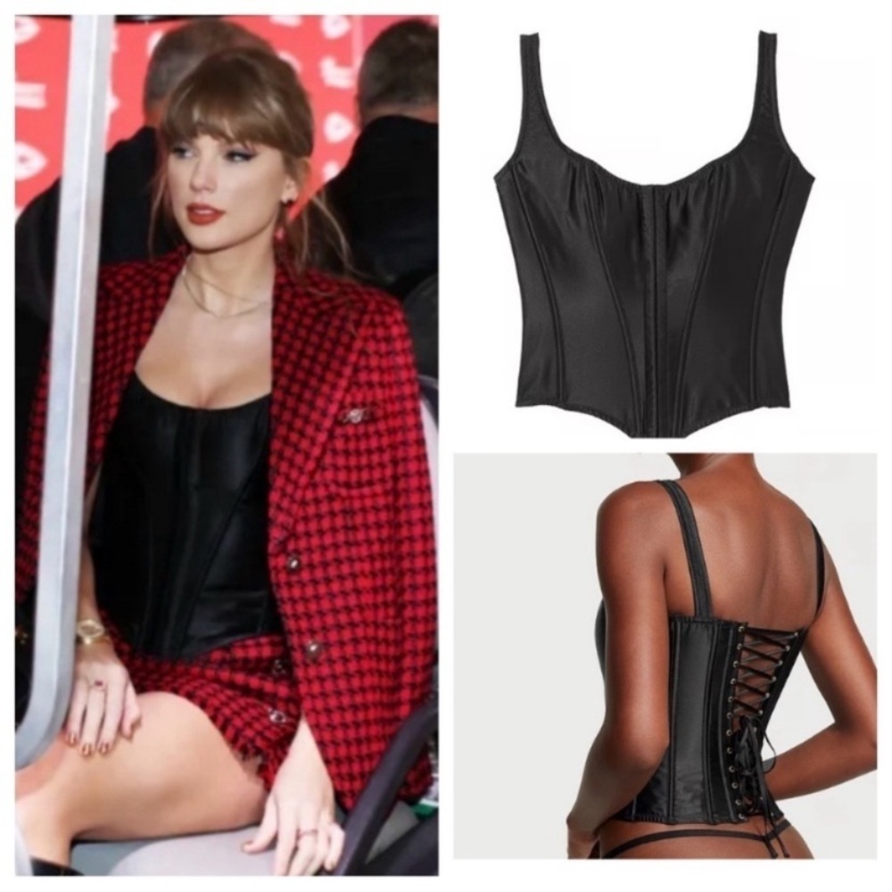New! Victorias Secret Taylor swift black lace up corset top 45898